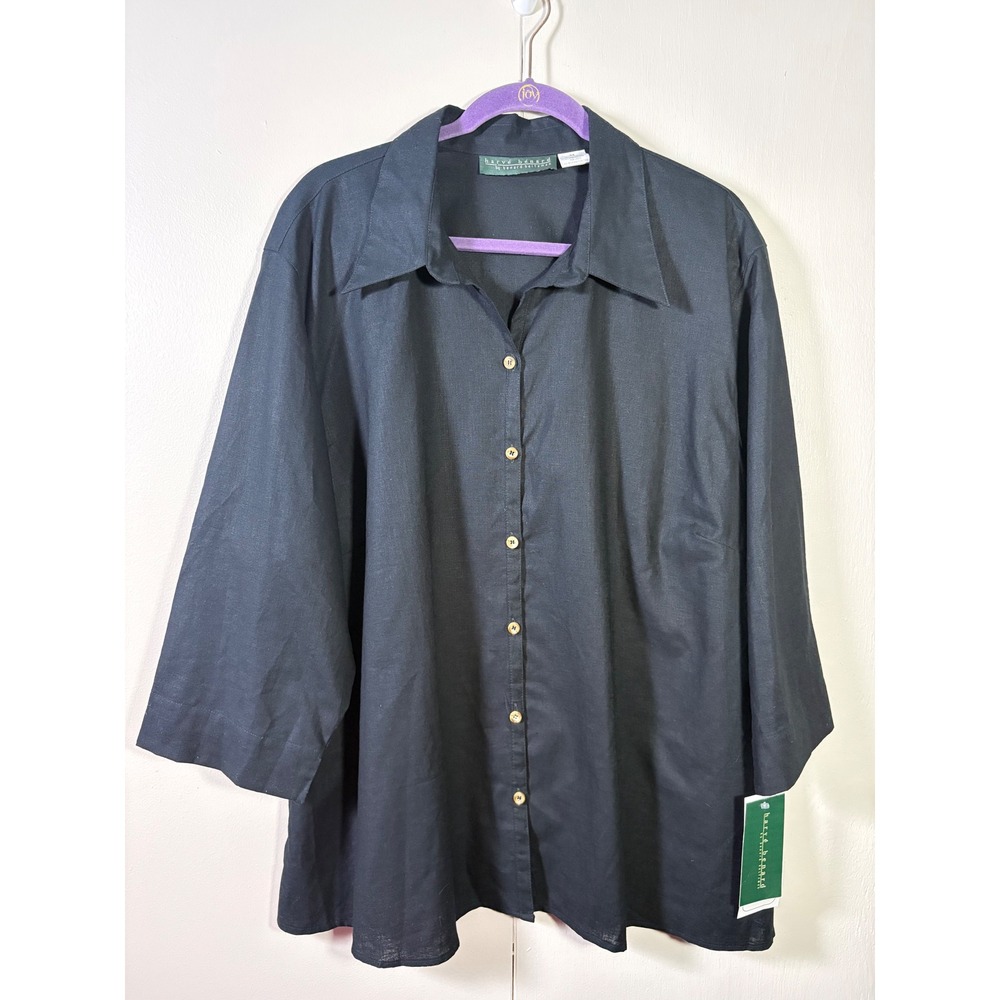 Harve Benard Black Button Down Shirt 3X Coastal Quiet Luxury Minimalist Office